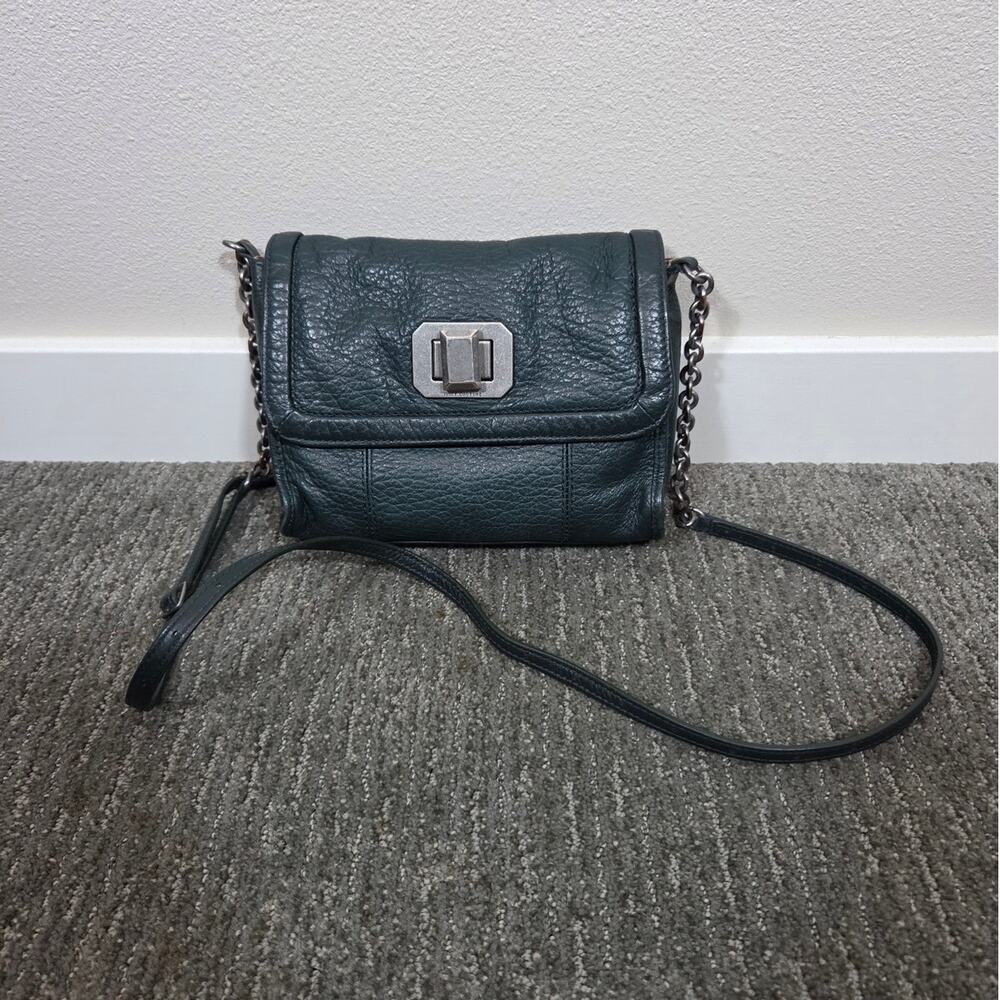 Juicy Couture Y2K Hunter Green Genuine Leather Crossbody Bag Edgy Vintage